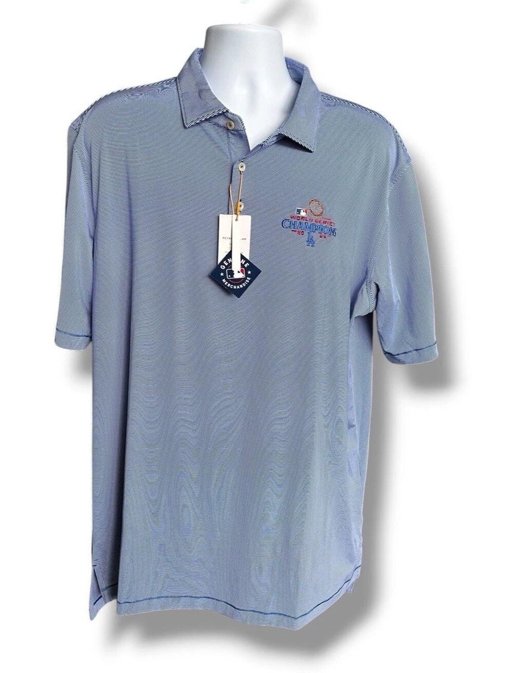 New Peter Millar Blue White Stripe LA Dodgers 2024 World Series Champs XXL